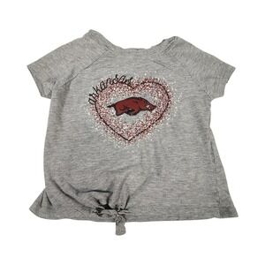 Rivalry Threads Arkansas Razorbacks Girls Gray Glitter Front Tee XS 4/5